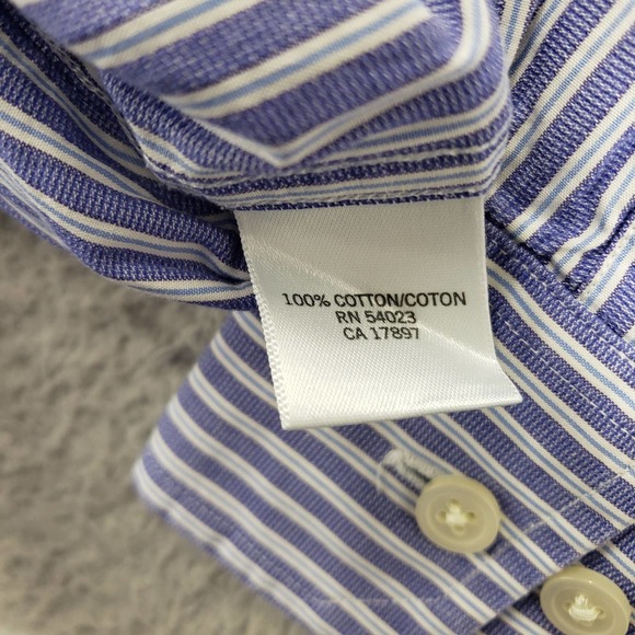 Banana Republic Shirt Mens XL 17-17 1/2 Purple Striped Button Up Long Sleeve - Picture 8 of 14